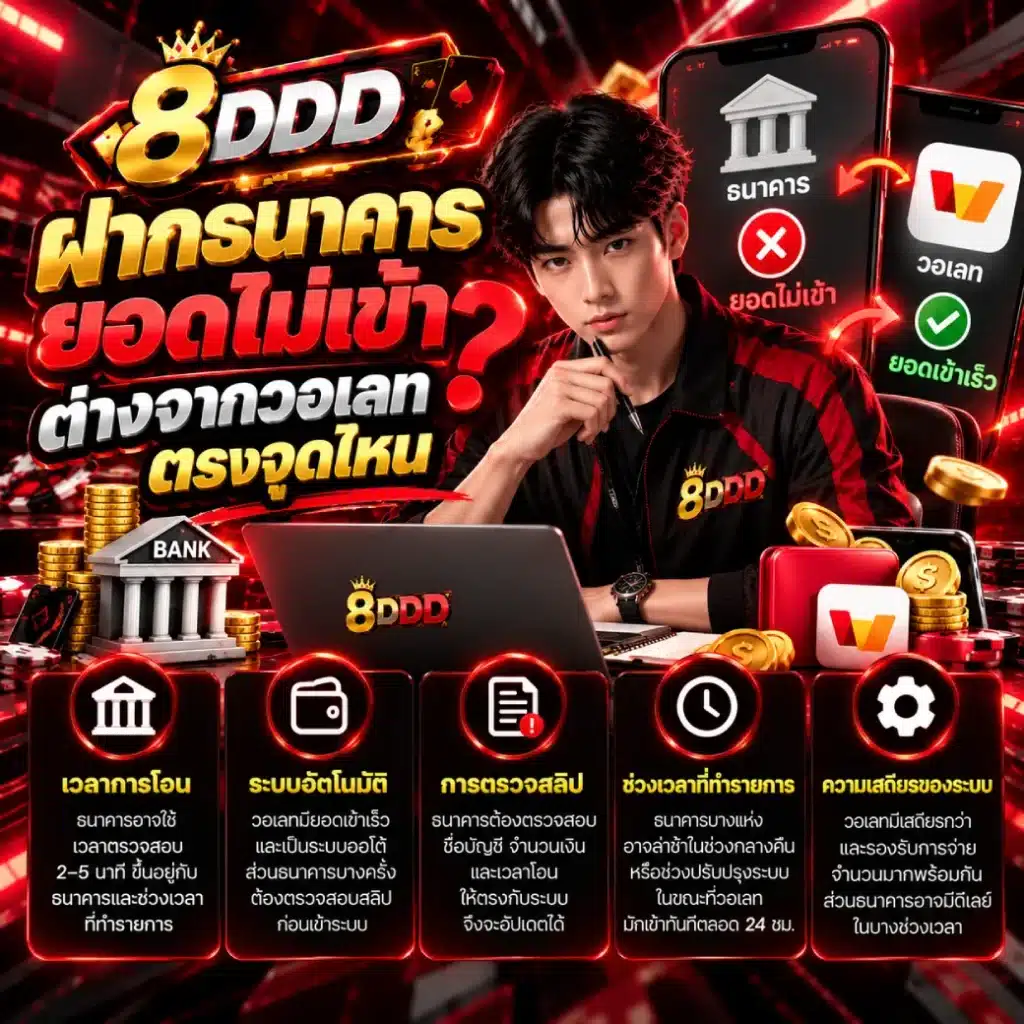 8DDD ฝากธนาคารยอดไม่เข้า ต่างจากวอเลทตรงจุดไหน